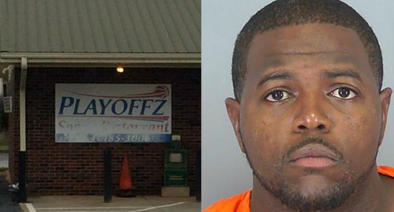 Left: Playoffz night club where the shooting occurred. Right: Jody Ray Thompson, the shooter.